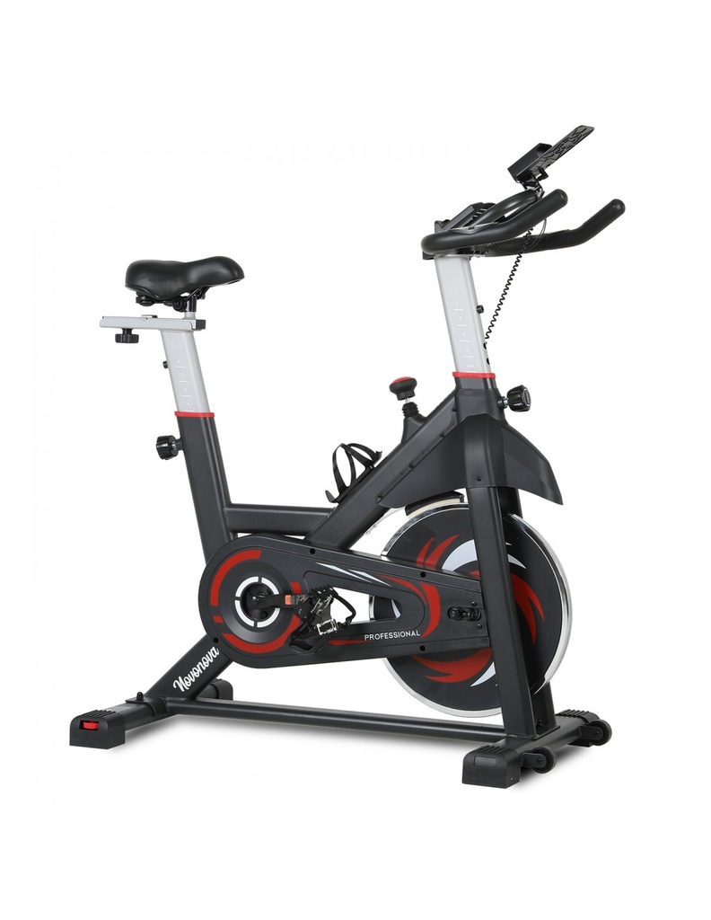 NOVONOVA. VÉLO INDOOR. NV-7605. MASSE INERTIELLE 10KG. / TRANSMISSION PAR COURROIE.